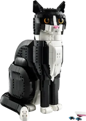 Fig 1. Purr-fectly assembled: A Lego tuxedo cat ready for a black-tie affair!